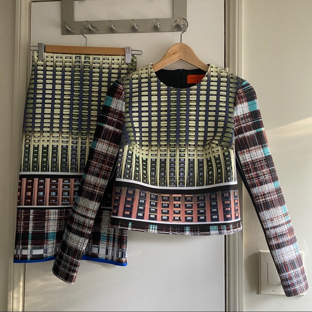 Clover Canyon l/s crop top & pencil skirt co-ords